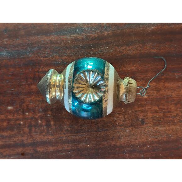 Vintage Mercury Glass Concave Christmas Ornaments in Blue Set of 2 - Picture 11 of 12